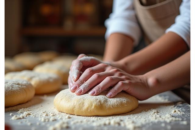 Gründerin von Krummelkorn Konfekt beim traditionellen Backen in einer gemütlichen Wiener Bäckerei